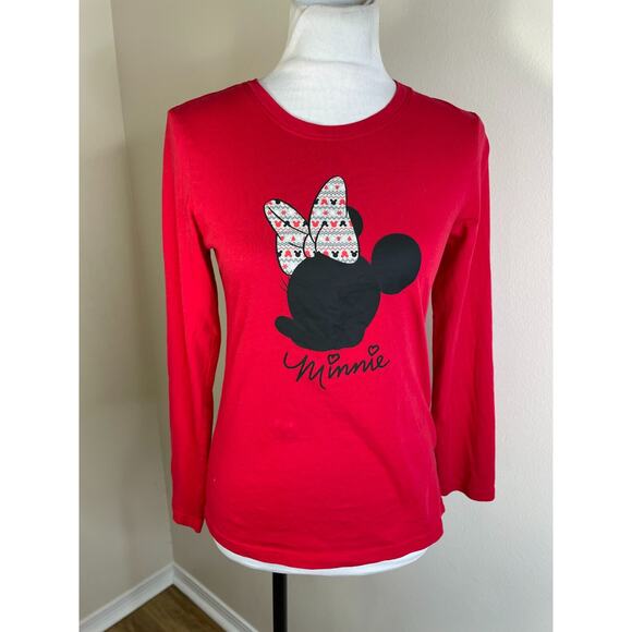 Disney Womens Minnie Mouse 2 Pc PAJAMAS Size Small Fleece Pants RED Gray - Picture 7 of 11